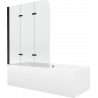 Mexen Cube baignoire rectangulaire 170 x 80 cm avec habillage et paravent 3 volets 120 cm, transparent, noir - 550517080X901203?