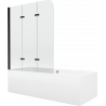 Mexen Cube baignoire rectangulaire 170 x 80 cm avec tablier et paroi 3 volets 120 cm, transparent, noir - 550517080X9012037000