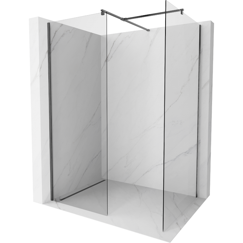 Mexen Kioto paroi de douche Walk-in 160 x 75 cm, transparent, gris canon brossé - 800-160-202-66-00-075