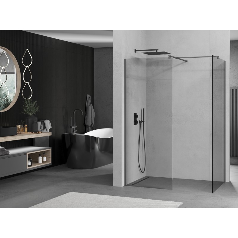 Mexen Kioto paroi de douche Walk-in 80 x 70 cm, transparent, gun metal - 800-080-202-95-00-070