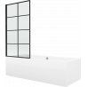 Baignoire rectangulaire Mexen Cube 170 x 80 cm avec habillage et paroi de douche à 1 vantail 80 cm, motif noir fixe - 550517080?