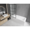 Baignoire rectangulaire Mexen Cube 170 x 80 cm avec habillage et paroi de douche à 1 vantail 80 cm, motif noir fixe - 550517080?