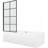 Mexen Cube baignoire rectangulaire 170 x 80 cm avec habillage et paravent 1 volet 80 cm, motif noir - 550517080X9308017077