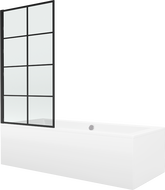 Mexen Cube baignoire rectangulaire 170 x 80 cm avec habillage et paravent 1 volet 80 cm, motif noir - 550517080X9308017077