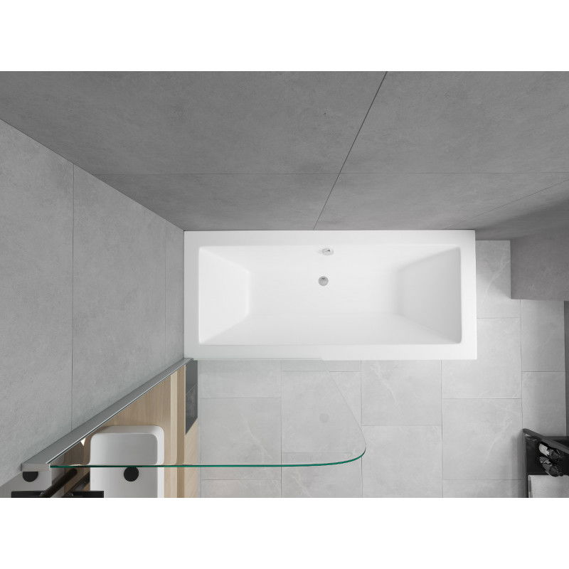 Mexen Cube baignoire rectangulaire 180 x 80 cm avec habillage et paroi de douche à 1 volet 70 cm, transparent, chrome