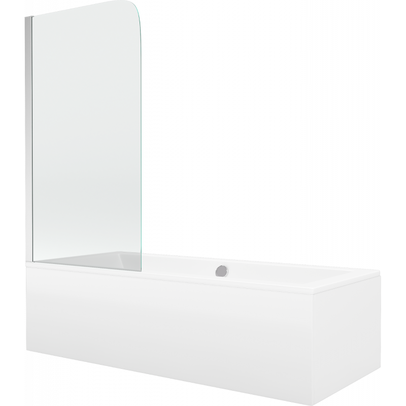 Mexen Cube baignoire rectangulaire 180 x 80 cm avec habillage et paroi de douche pivotante 75 cm, transparent, chrome - 5505180?