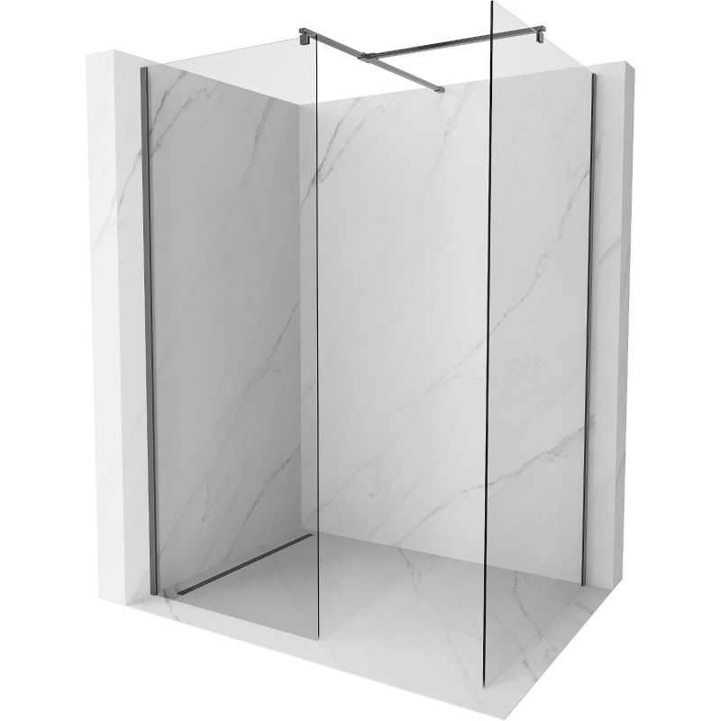 Paroi de douche Mexen Kioto Walk-in 135 x 120 cm, transparent, gun metal - 800-135-202-95-00-120