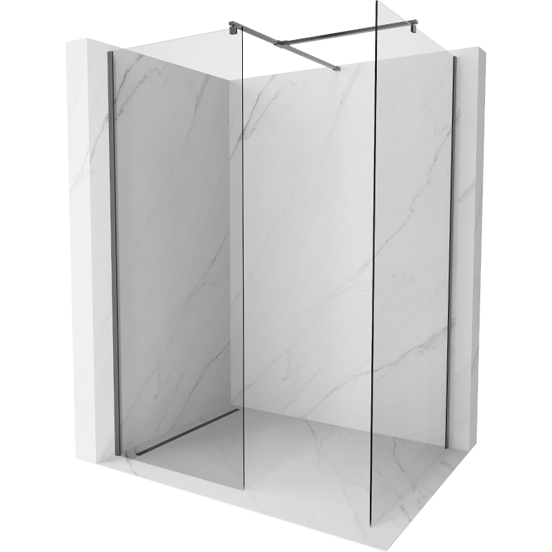 Mexen Kioto paroi de douche Walk-in 145 x 100 cm, transparent, métal gun - 800-145-202-95-00-100
