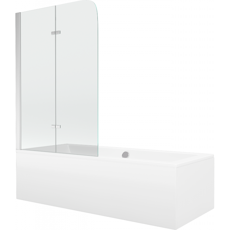 Mexen Cube baignoire rectangulaire 180 x 80 cm avec habillage et paroi 2 battants 80 cm, transparent, chrome - 550518080X900802?