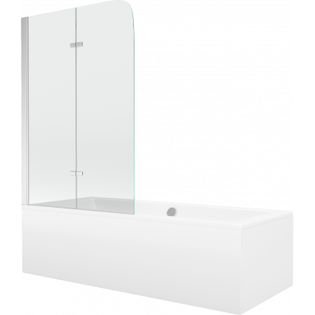 Mexen Cube baignoire rectangulaire 180 x 80 cm avec habillage et paroi 2 battants 80 cm, transparent, chrome - 550518080X900802?