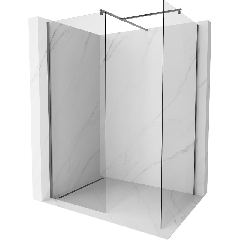 Mexen Kioto paroi de douche Walk-in 155 x 70 cm, transparent, métal canon - 800-155-202-95-00-070