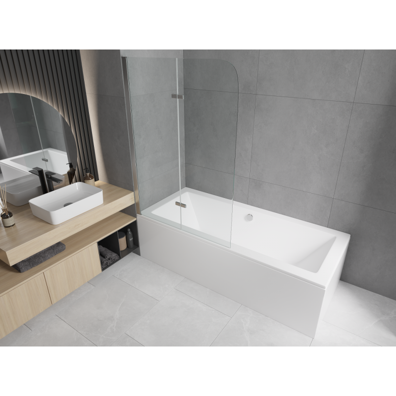Mexen Cube baignoire rectangulaire 180 x 80 cm avec habillage et paroi de douche 2 volets 100 cm, transparent, chrome
