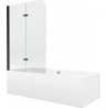 Mexen Cube baignoire rectangulaire 180 x 80 cm avec enceinte et paravent à 2 battants 100 cm, transparent, noir