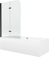 Mexen Cube baignoire rectangulaire 180 x 80 cm avec enceinte et paravent à 2 battants 100 cm, transparent, noir