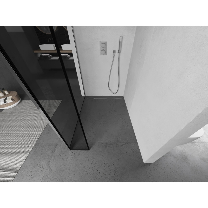 Mexen Kioto Cloison de douche Walk-in 160 x 30 cm, cadre noir, chrome - 800-160-212-01-70-030