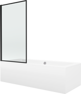 Mexen Cube baignoire rectangulaire 180 x 80 cm avec habillage et paravent 1 battant 70 cm, motif noir - 550518080X9307017070