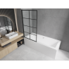 Mexen Cube baignoire rectangulaire 180 x 80 cm avec habillage et pare-baignoire 1 volet 70 cm, motif noir - 550518080X9307017077
