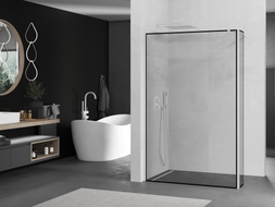 Mexen Kioto Paroi de douche Walk-in 90 x 30 cm, cadre noir, blanc - 800-090-212-20-70-030