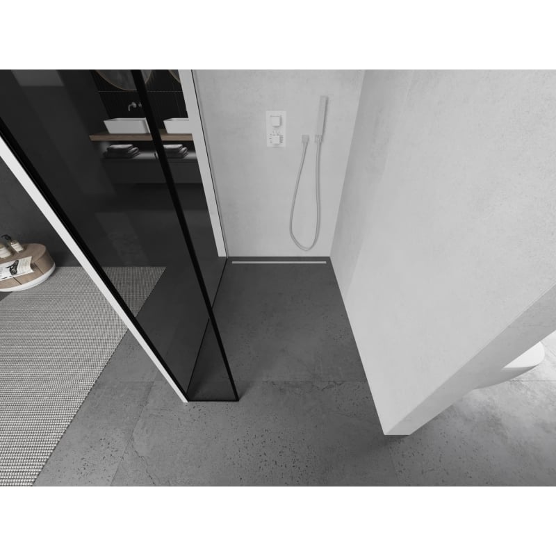 Mexen Kioto paroi de douche Walk-in 100 x 30 cm, cadre noir, blanc - 800-100-212-20-70-030