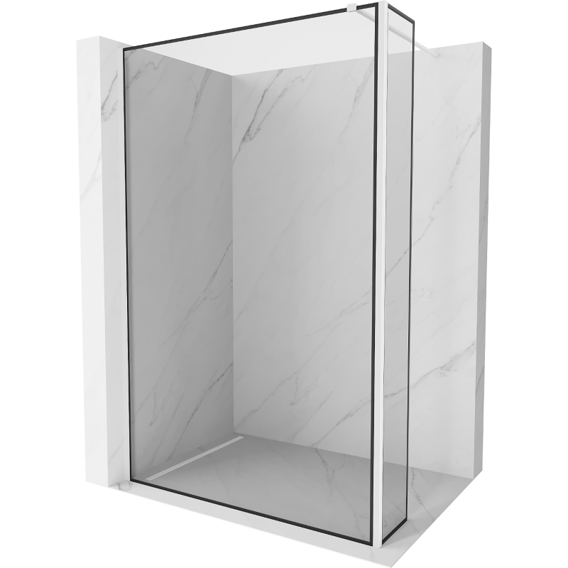 Mexen Kioto paroi de douche Walk-in 110 x 40 cm, cadre noir, blanc - 800-110-212-20-70-040