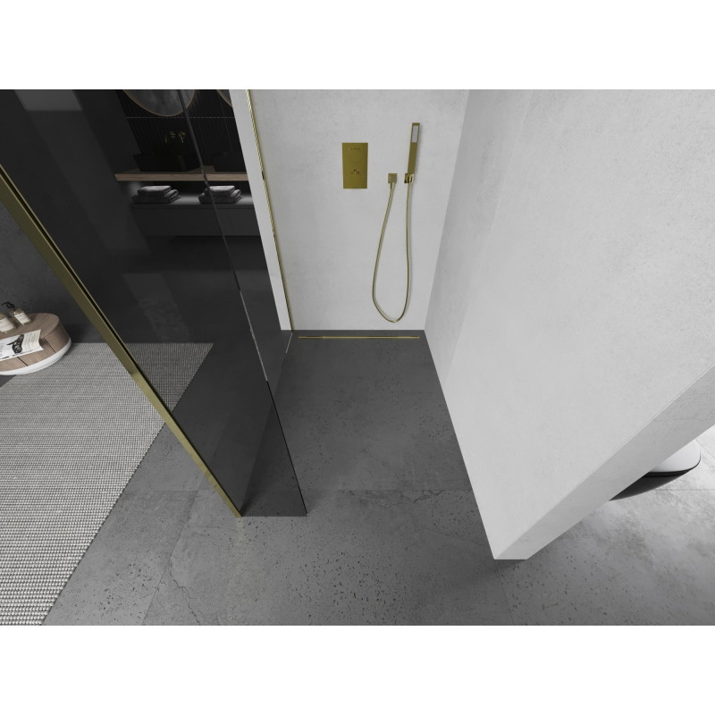 Mexen Kioto paroi de douche Walk-in 125 x 30 cm, transparent, or - 800-125-212-50-00-030