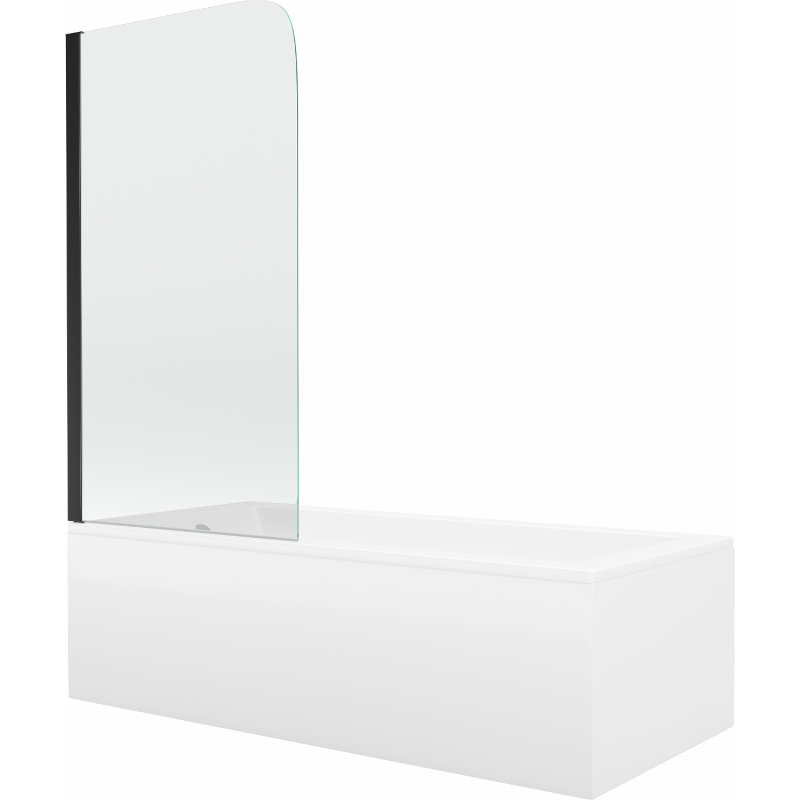 Mexen Cubik baignoire rectangulaire 150 x 70 cm avec tablier et paroi de douche 1 volet 70 cm, transparent, noir - 550315070X90?