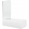 Mexen Cubik baignoire rectangulaire 150 x 70 cm avec tablier et paroi 1-volet 75 cm, transparent, chrome - 550315070X9007510100