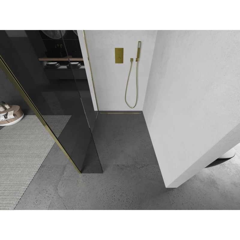 Mexen Kioto paroi de douche Walk-in 170 x 40 cm, transparent, doré - 800-170-212-50-00-040