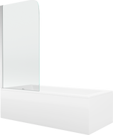 Mexen Cubik baignoire rectangulaire 150 x 70 cm avec tablier et paroi 1 volet 80 cm, transparent, chrome - 550315070X9008010100