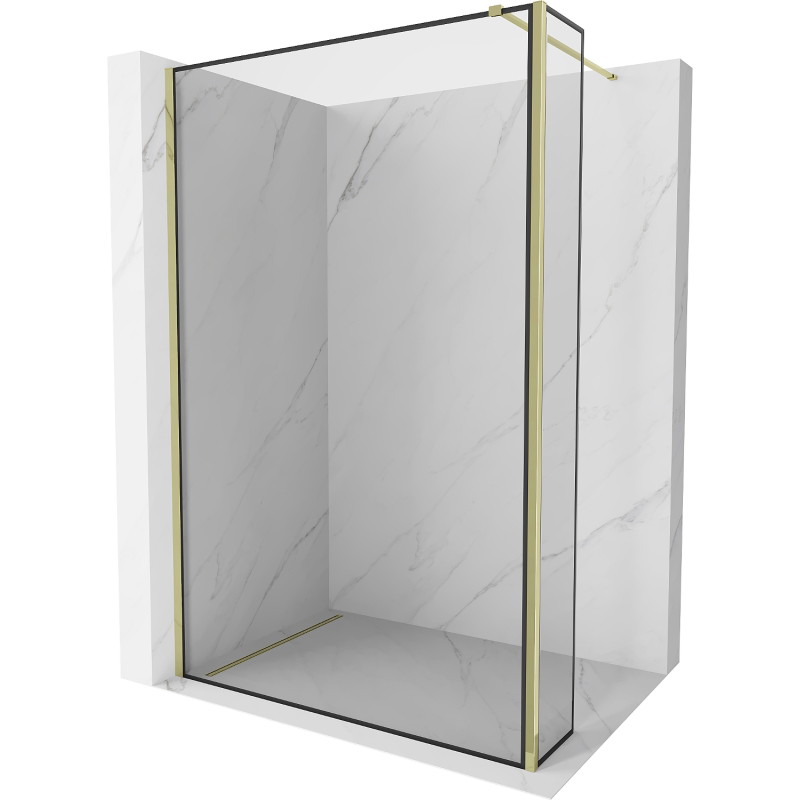 Mexen Kioto paroi de douche Walk-in 140 x 30 cm, cadre noir, doré - 800-140-212-50-70-030