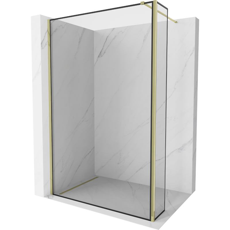 Mexen Kioto paroi de douche Walk-in 140 x 40 cm, motif noir, doré - 800-140-212-50-70-040
