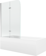 Mexen Cubik baignoire rectangulaire 150 x 70 cm avec habillage et paravent 2 battants 80 cm, transparent, chrome - 550315070X90?