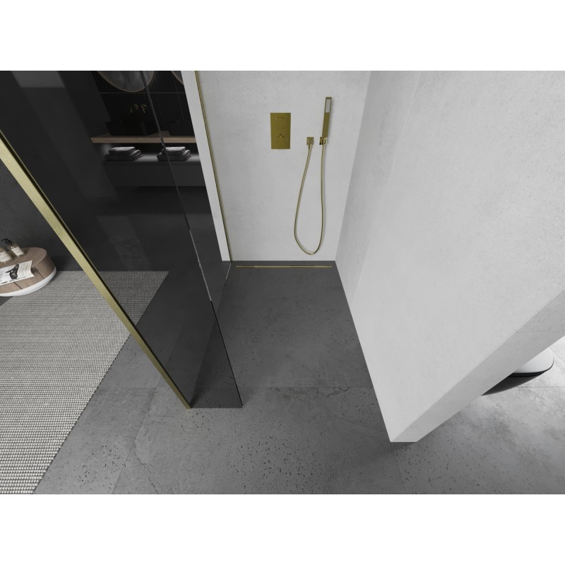 Mexen Kioto paroi de douche Walk-in 115 x 40 cm, transparent, or brossé - 800-115-212-55-00-040