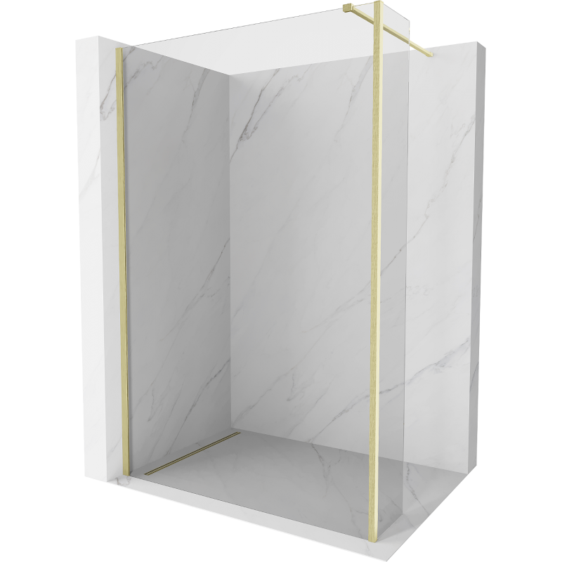 Mexen Kioto paroi de douche Walk-in 155 x 40 cm, transparente, finition or doré brossé - 800-155-212-55-00-040