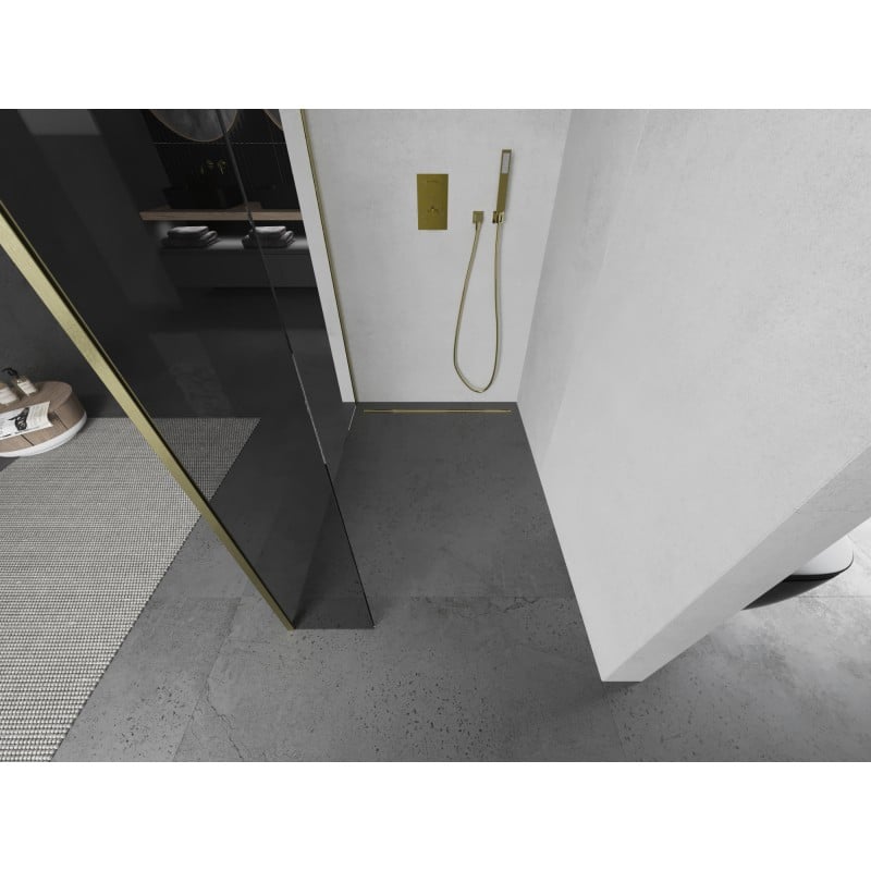 Mexen Kioto paroi de douche Walk-in 135 x 40 cm, transparent, or brossé - 800-135-212-55-00-040