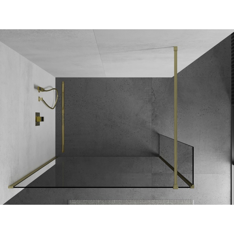 Mexen Kioto paroi de douche Walk-in 135 x 40 cm, transparent, or brossé - 800-135-212-55-00-040