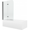 Mexen Cubik baignoire rectangulaire 150 x 70 cm avec tablier et paroi 2 volets 80 cm, transparent, noir - 550315070X9008027000