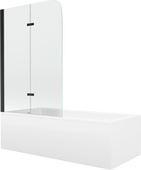 Mexen Cubik baignoire rectangulaire 150 x 70 cm avec tablier et paroi 2 volets 80 cm, transparent, noir - 550315070X9008027000