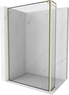 Mexen Kioto panneau de douche Walk-in 100 x 30 cm, motif noir, finition dorée brossée - 800-100-212-55-70-030