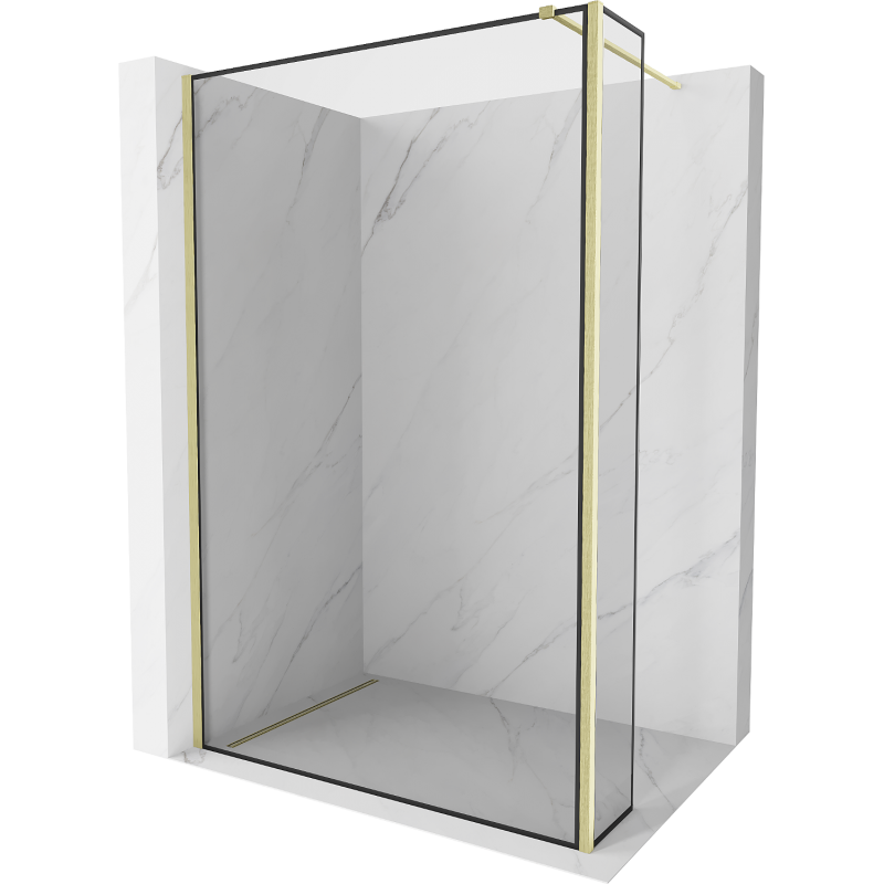 Mexen Kioto paroi de douche Walk-in 100 x 40 cm, motif noir, finition dorée brossée - 800-100-212-55-70-040