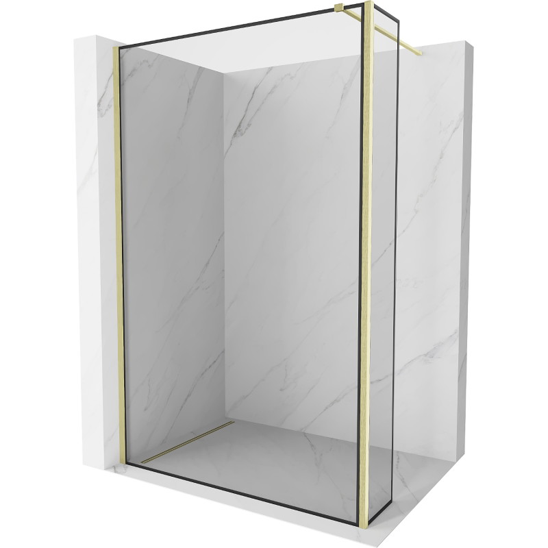 Mexen Kioto cloison de douche Walk-in 150 x 40 cm, cadre noir, or brossé - 800-150-212-55-70-040