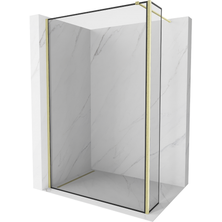 Mexen Kioto cloison de douche Walk-in 150 x 40 cm, cadre noir, or brossé - 800-150-212-55-70-040