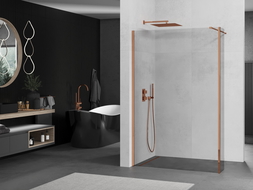 Mexen Kioto paroi de douche Walk-in 110 x 30 cm, transparent, or rose - 800-110-212-60-00-030