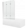 Mexen Cubik baignoire rectangulaire 150 x 70 cm avec habillage et paroi de douche à 3 volets 120 cm, transparent, chromé - 5503?