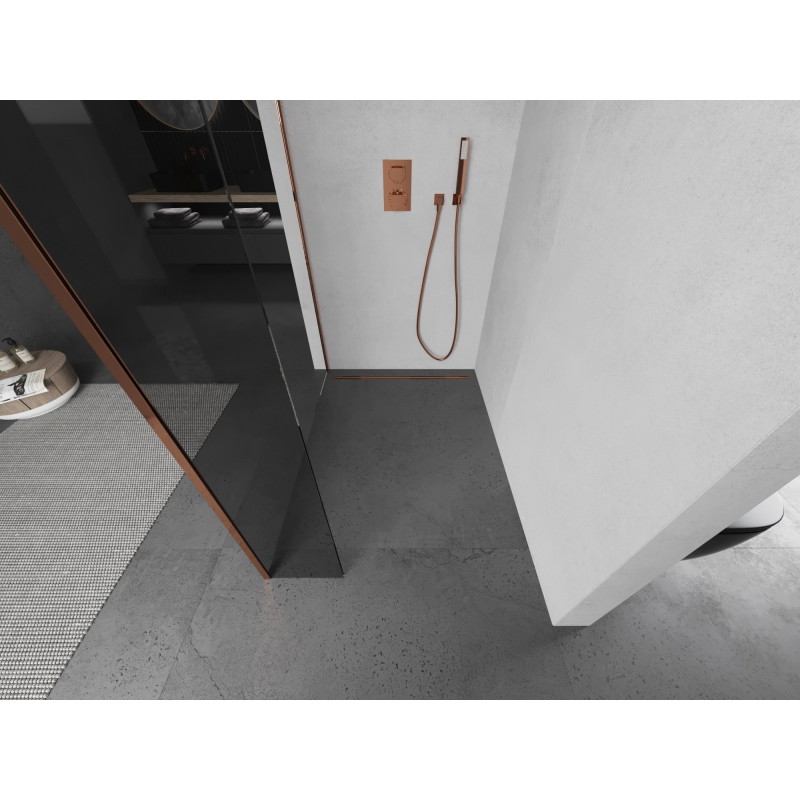 Mexen Kioto paroi de douche Walk-in 110 x 40 cm, transparent, or rose - 800-110-212-60-00-040