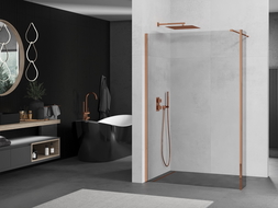 Mexen Kioto paroi de douche Walk-in 160 x 40 cm, transparent, or rose - 800-160-212-60-00-040