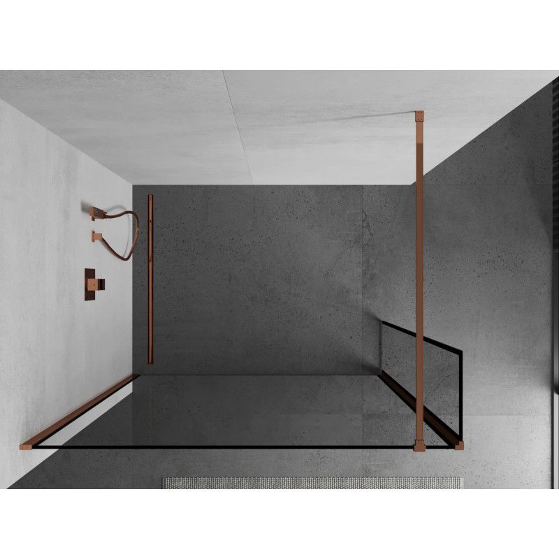 Mexen Kioto paroi de douche Walk-in 150 x 30 cm, cadre noir, or rose - 800-150-212-60-70-030