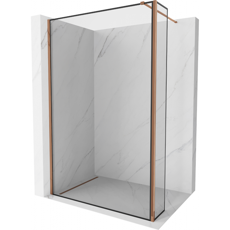 Mexen Kioto paroi de douche Walk-in 130 x 40 cm, cadre noir, or rose - 800-130-212-60-70-040