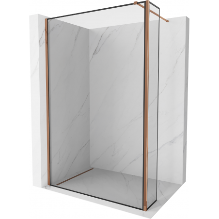 Mexen Kioto paroi de douche Walk-in 130 x 40 cm, cadre noir, or rose - 800-130-212-60-70-040