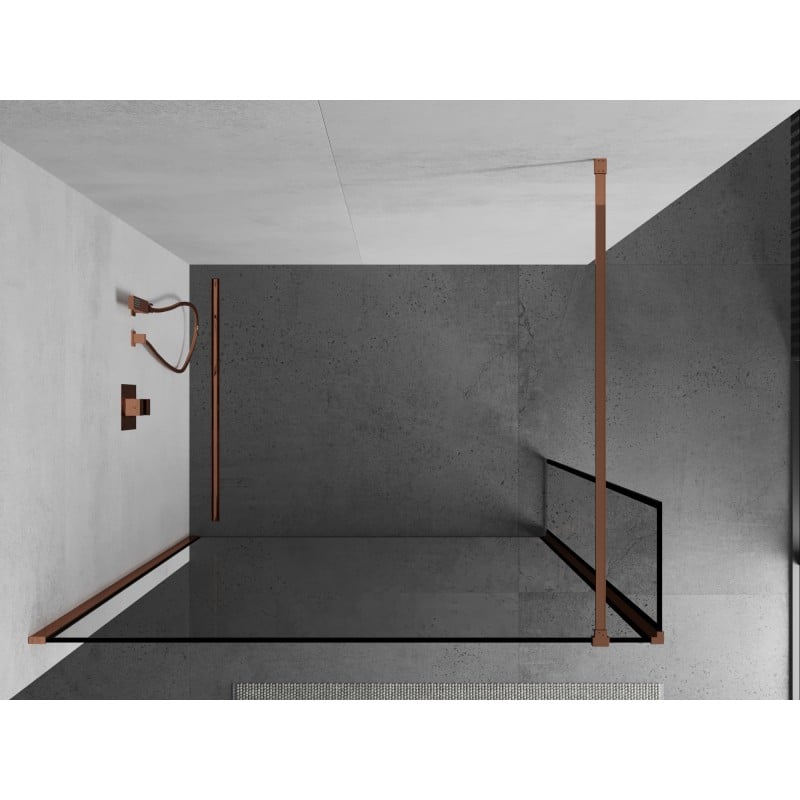 Mexen Kioto paroi de douche Walk-in 160 x 40 cm, cadre noir, or rose - 800-160-212-60-70-040